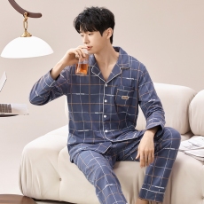 批发馨依 <b class='q'>纯棉</b><b class='q'>睡衣</b>薄款男套装全棉青年<b class='q'>纯棉</b>休闲开衫春秋直播家居服