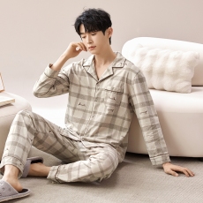 批发馨依 <b class='q'>纯棉</b><b class='q'>睡衣</b>薄款男套装全棉青年<b class='q'>纯棉</b>休闲开衫春秋直播家居服