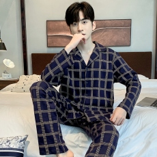 批发馨依 秋季新款开衫睡衣薄款<b class='q'>男</b>套装6535棉青年<b class='q'>休闲</b>可外出家居服