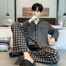 批发馨依 秋季新款开衫睡衣薄款<b class='q'>男</b>套装6535棉青年<b class='q'>休闲</b>可外出家居服