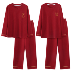 批发馨依 秋季睡衣女大红喜庆长袖婚庆套装7030情侣本命年结婚家居服