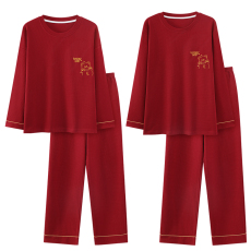 批发馨依 秋季睡衣女大红喜庆长袖婚庆套装7030情侣本命年结婚家居服