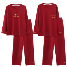 批发馨依 秋季睡衣女大红喜庆长袖婚庆套装7030情侣本命年结婚家居服