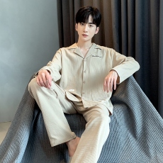 批发馨依 春秋季新款长袖开衫睡衣<b class='q'>男</b>士套装6535棉薄款<b class='q'>休闲</b>爆款家居服