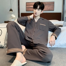 批发馨依 春秋季新款长袖开衫睡衣<b class='q'>男</b>士套装6535棉薄款<b class='q'>休闲</b>爆款家居服