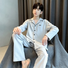 批发馨依 春秋季新款长袖开衫睡衣<b class='q'>男</b>士套装6535棉薄款<b class='q'>休闲</b>爆款家居服