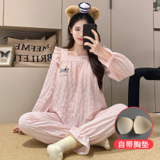 批发馨依 春秋季云朵棉固定胸垫<b class='q'>长袖</b><b class='q'>睡衣</b>女卡通甜美家居服