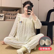 批发馨依 春秋季云朵棉固定胸垫<b class='q'>长袖</b><b class='q'>睡衣</b>女卡通甜美家居服