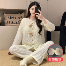 批发馨依 春秋季云朵棉固定胸垫开衫<b class='q'>长袖</b><b class='q'>睡衣</b>女卡通甜美家居服