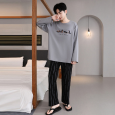 批发馨依 秋季新款<b class='q'>睡衣</b>男士拉架仿棉<b class='q'>长袖</b>直播套装外出休闲宽松家居服