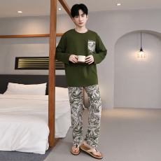 批发馨依 秋季新款<b class='q'>睡衣</b>男士拉架仿棉<b class='q'>长袖</b>直播套装外出休闲宽松家居服