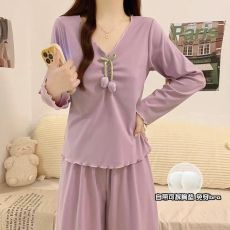 批发馨依 秋冬季新款睡衣女士德绒保暖纯色套装可爱日韩可外出家居服