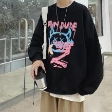 批发100%纯棉男士圆领卫衣港风<b class='q'>嘻哈</b>宽松搞怪街头情侣装加绒加厚学生男