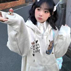 批发女童开衫拉链连帽外套加绒秋<b class='q'>冬</b>款2025新款中大儿童棒球服秋季卫衣