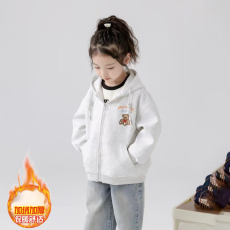批发女童开衫拉链连帽外套加绒秋<b class='q'>冬</b>款2025新款中大儿童棒球服秋季卫衣