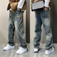 批发港风潮男夏季新款2025个性字母牛仔裤<b class='q'>嘻哈</b>ins潮高街潮流痞帅长裤