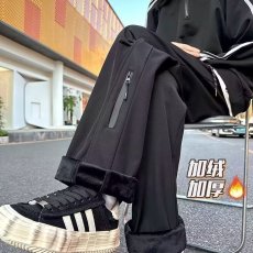 批发2025新款宽松休闲裤男韩版潮流百搭裤子秋冬加绒坠感阔腿拖地长裤