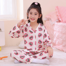 批发俏得美(233批)春季泡泡棉童装翻领<b class='q'>开衫</b>长袖睡衣<b class='q'>儿童</b>女童套家居服