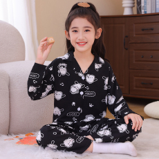 批发俏得美(233批)春季泡泡棉童装翻领<b class='q'>开衫</b>长袖睡衣<b class='q'>儿童</b>女童套家居服