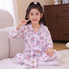 批发俏得美(233批)春季泡泡棉童装翻领<b class='q'>开衫</b>长袖睡衣<b class='q'>儿童</b>女童套家居服