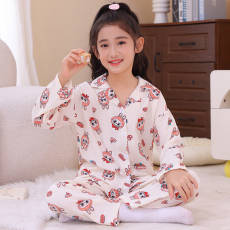 批发俏得美(233批)春季泡泡棉童装翻领<b class='q'>开衫</b>长袖睡衣<b class='q'>儿童</b>女童套家居服