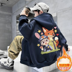 批发男童开衫拉链连帽外套加绒秋冬款2025新款中大儿童棒球服秋季上衣