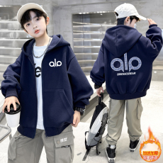 批发男童开衫拉链连帽外套加绒秋冬款2025新款中大儿童棒球服秋季上衣