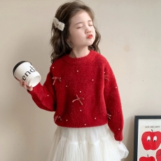 批发女童仿水貂绒保暖毛衣冬装针织打底衫