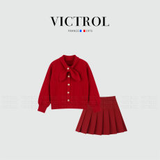 批发女童上衣冬季拜年服2026新款时尚洋气儿童百搭领结针织衫新年毛衣