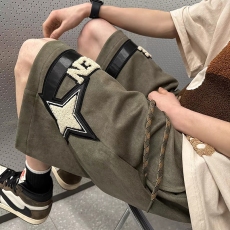 批发韩国外贸新款麂皮绒短裤男女夏季新款重工刺绣休闲运动五分裤