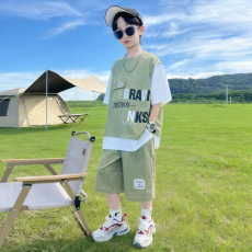 批发儿童装男童<b class='q'>夏</b>装套装2026新款中大童男孩<b class='q'>夏</b>季运动短袖两件套潮款薄