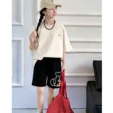 批发女童洋气<b class='q'>夏</b>装套装宽松休闲运动纯棉短袖五分短裤中大儿童两件套潮