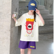 批发女童潮牌夏装套装宽松休闲运动纯棉短袖五分短裤中大儿童两件套潮
