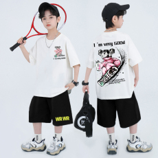 批发<b class='q'>男</b><b class='q'>童</b><b class='q'>潮牌</b><b class='q'>夏装</b><b class='q'>套装</b>宽松休闲运动纯棉短袖五分短裤中<b class='q'>大</b>儿<b class='q'>童</b>两件套潮