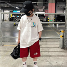 批发<b class='q'>男童</b>潮<b class='q'>牌</b>夏装套装宽松休闲运动纯棉短袖五分短裤中大儿童两件套潮