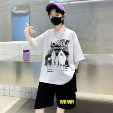 批发<b class='q'>男童</b>潮<b class='q'>牌</b>夏装套装宽松休闲运动纯棉短袖五分短裤中大儿童两件套潮