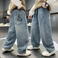 批发男童春秋新款牛仔裤大童男孩儿童牛仔裤宽松长裤美式休闲下装童装