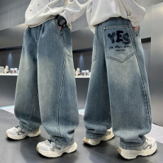 批发春秋新款男童牛仔裤中大童哈伦裤柔软舒适老爹裤宽松舒适儿童长裤