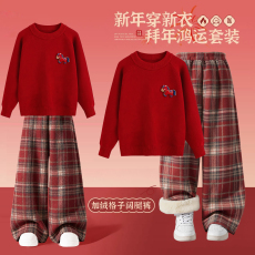 批发冬季女童过年加厚毛衣大童针织衫