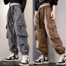 批发纯棉男童裤子春秋外穿宽松工装裤2024儿童洋气休闲裤中大童长裤天