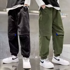 批发童装 斜纹纯棉 黑色 绿色 120-170 童男裤子
