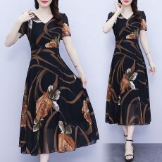 批发夏季新款足尺寸长款绝美连衣裙女士收腰显瘦高级感时尚气质长裙