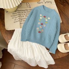 批发女童毛衣套装春<b class='q'>秋</b>季2026新款洋气时髦春装儿童蝴蝶结半身裙两件套