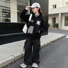 批发女童春秋款<b class='q'>套装</b>2026新款<b class='q'>儿童</b>韩版洋气小猫毛巾绣<b class='q'>卫衣</b>工装裤两件套