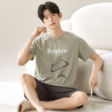 批发俏得美(12批)夏季拉架5050莫代尔男士圆领短袖短裤睡衣套装家居服