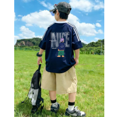 批发<b class='q'>男</b><b class='q'>童</b><b class='q'>夏季</b>套装宽松纯棉三条杆短袖运动速干工装裤中大童外穿两件套