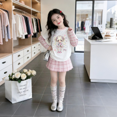 批发纯棉<b class='q'>短袖</b>拼接网纱T恤防晒袖+裙子（有安全裤）