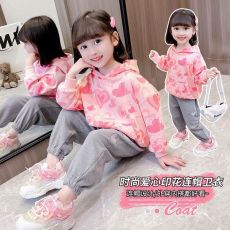 批发女童爱心卫衣春季儿童长袖上衣2026新款洋气连帽春装<b class='q'>宝宝</b>春<b class='q'>秋衣</b>服