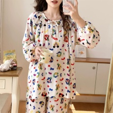 批发纯色睡衣女秋季高级感简约宽松<b class='q'>大码</b>舒适春夏季新款家居服少女套装