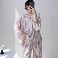 批发纯色睡衣女秋季高级感简约宽松<b class='q'>大码</b>舒适春夏季新款家居服少女套装